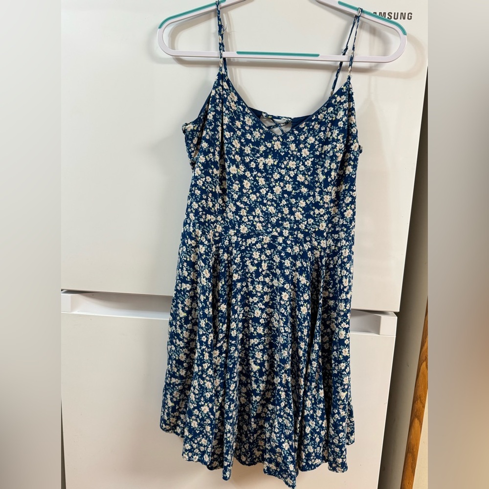 Xhilaration Blue and White Floral Dress